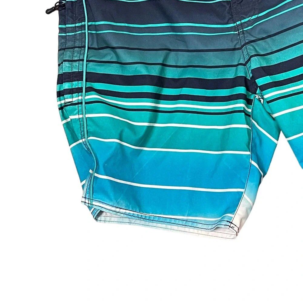 Roundtree & Yorke Swim Trunks Men Large Swimwear Board Short Striped Zip Pockets